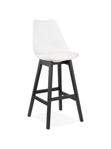 KADIMA DESIGN Sitzhocker Kunstleder & Holz, Komfortabel, 75 cm Sitzhöhe in Weiß-Schwarz