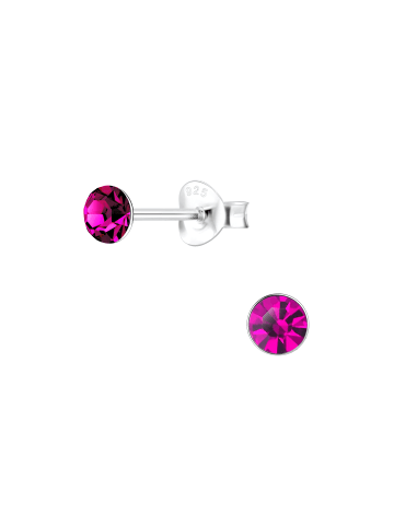 Alexander York Ohrstecker KRISTALL 4 mm I fuchsia in 925 Sterling Silber, 2-tlg.