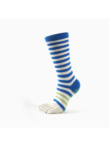MUNADUNA Gestreifte Yoga-/Pilates-
Anti-Rutsch Zehensocken in Blau/Grün