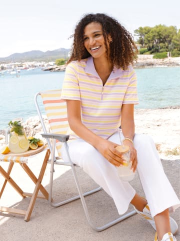 WITT WEIDEN Poloshirt in zitrone-camel-geringelt