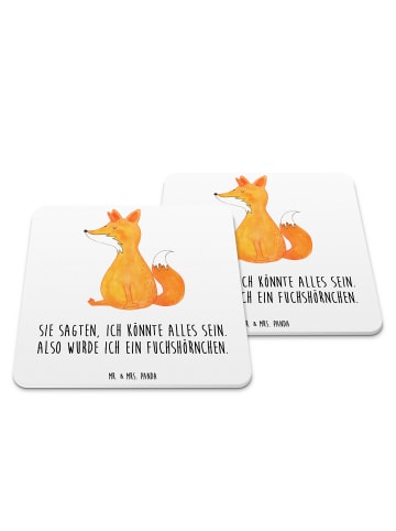 Mr. & Mrs. Panda Glasuntersetzer Einhorn Fuchs mit Spruch in Weiß