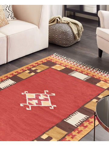Beliani Kelim PARAKAR in Bunt/Rot/Braun - (W) 160 x (L) 230 cm