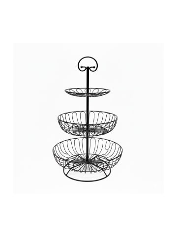 relaxdays Obst Etagere in Schwarz - (H)47 x Ø 30 cm