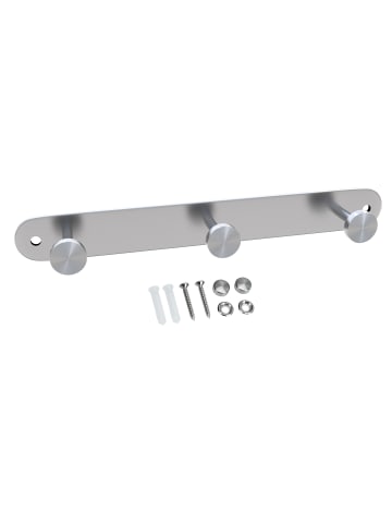 Intirilife Garderobenleiste - Kleiderhaken Garderobe in Silber - Modell A (3 Haken)
