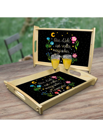 Mr. & Mrs. Panda Sofa Tablett Magische Welt mit Spruch in Bunt