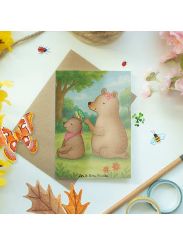 Mr. & Mrs. Panda Klappkarte Bär Kind Design ohne Spruch in Weiß