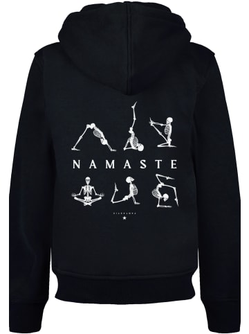 F4NT4STIC Hoodie Namaste Yoga Skelett Halloween in schwarz