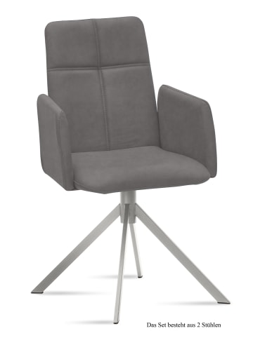 58 aufm Kessel ARMLEHNSTUHL (2er-Set) Dorisa 52x92x60 Edelstahl/Grau