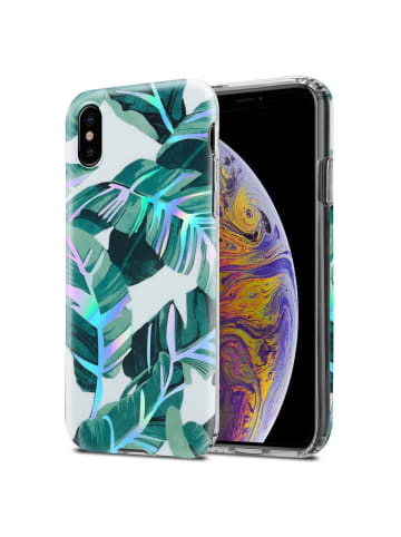 cadorabo Hülle für Apple iPhone XS MAX Blumen Muster in BANANENBLÄTTER