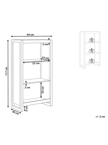 Beliani Bücherregal JOHNSON in Weiß/Braun - (W) 64 x (H) 117 x (L) 30 cm