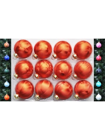 Thüringer Glasdesign 12x Thüringer Glas Eislack 6cm Christbaumkugeln in Orange Rost
