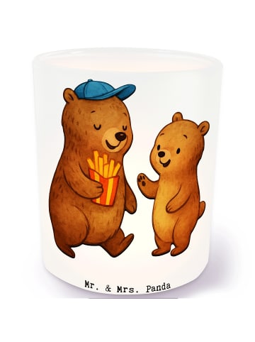 Mr. & Mrs. Panda Windlicht Glas Bär Kind Pommes ohne Spruch in Transparent