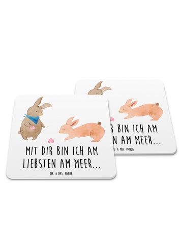 Mr. & Mrs. Panda Untersetzer Set Hasen Muschel mit Spruch in Weiß