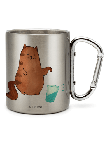 Mr. & Mrs. Panda Tasse Katze Wasserglas ohne Spruch in Silber