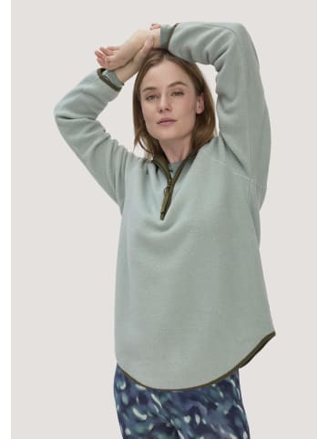 Hessnatur Fleece Hoodie in mattgrün