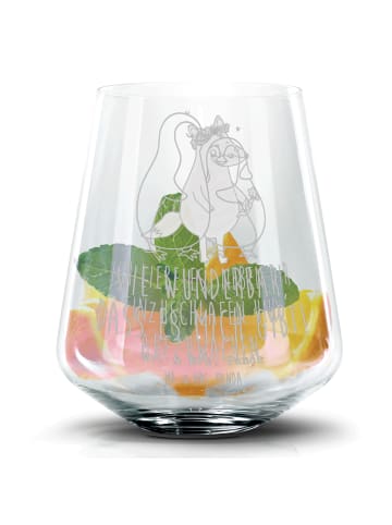 Mr. & Mrs. Panda Blümchentail Glas Pinguine Einschlafen mit Spruch in Transparent