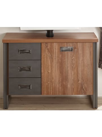 Furn.Design Waschbeckenunterschrank Eiche Stirling, Matera grau, Badmöbel Unterschrank 81 cm