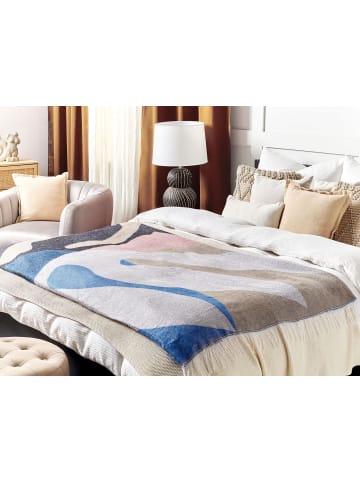 Beliani Kuscheldecke YALADI in Bunt/Schwarz/Blau - (W) 130 x (H) 0.3 x (L) 170 cm