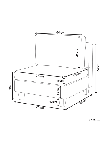 Beliani Sofaelement UNSTAD in Schwarz - (W) 76 x (H) 72 x (L) 76 cm