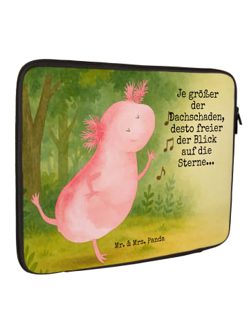 Mr. & Mrs. Panda Laptop Tasche Axolotl Tanzen Design mit Spruch in Weiß