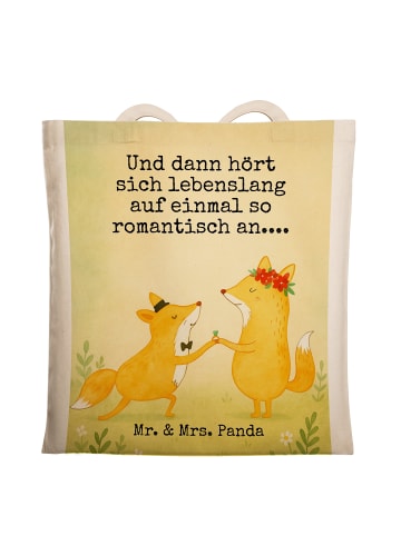 Mr. & Mrs. Panda Tote Bag Füchse Hochzeit Design mit Spruch in Weiß