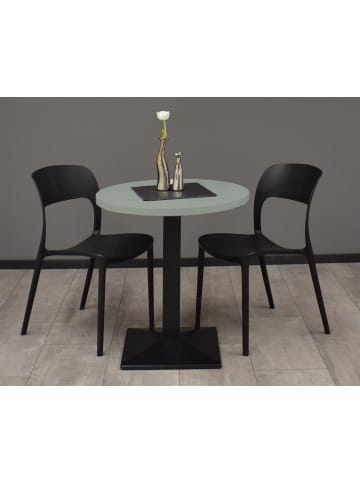 58 aufm Kessel BARTISCH rund Elanur 70 cm schwarz matt/Pinie green matt lack