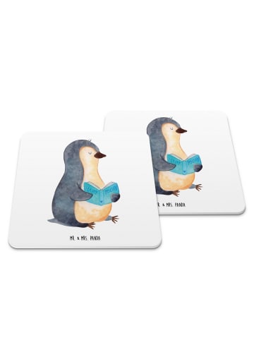 Mr. & Mrs. Panda Untersetzer Pinguin Buch ohne Spruch in Weiß