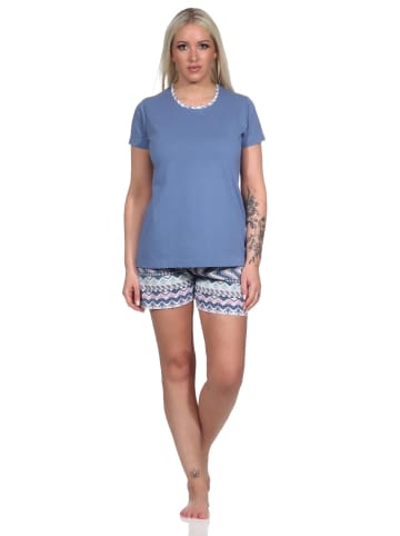 NORMANN Verspielte shorty Schlafanzug kurzärmlige Pyjama EthnoStyle - 75132 in blau