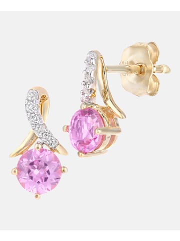 Diamant L'éternel Ohrstecker aus 375 Gelbgold mit Diamant mit Saphir
