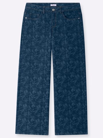 sheego Jeans in dark blue-gemustert