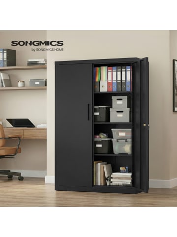 SONGMICS Aktenschrank Berend in Schwarz - (B)80 x (H)140 x (T)40 cm