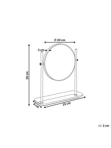 Beliani Kosmetikspiegel FINISTERE in Gold/Schwarz - (W) 25 x (H) 30 x (L) 8 cm