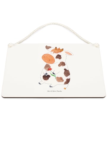 Mr. & Mrs. Panda Holzschild Kuh ohne Spruch in Weiß