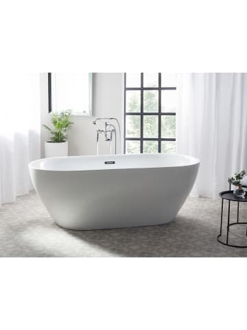 Beliani Freistehende Badewannen CARRERA in Weiß/Silber - (W) 80 x (H) 59 x (L) 170 cm