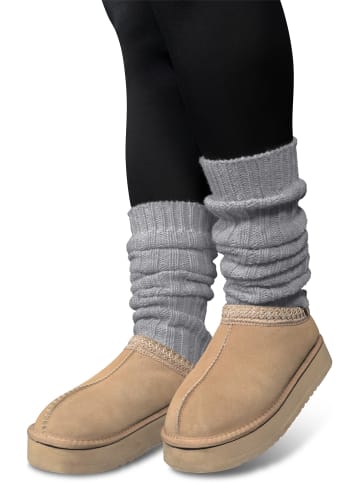 normani 2 Paar Strickstulpen mit wärmender Alpakawolle in Hellgrau