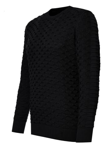 Rusty Neal Grobstrick mit Muster Einfarbig Rundhals-Pullover in Schwarz