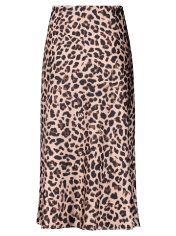 Vera Mont Satinrock mit Leoprint in Weiß/Braun