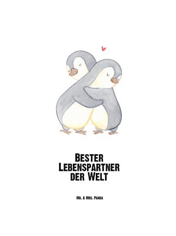 Mr. & Mrs. Panda Edelstahlflasche Pinguin Bester Lebenspartner d... in Weiß