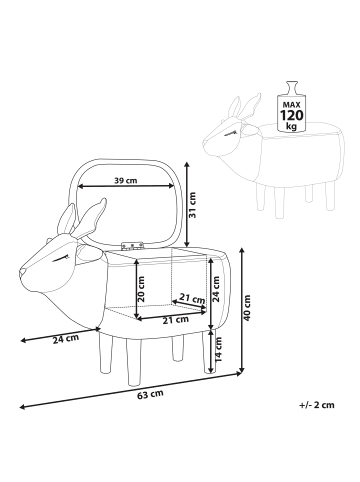 Beliani Tierhocker REINDEER in Beige/Braun - (W) 63 x (H) 40 x (L) 31 cm