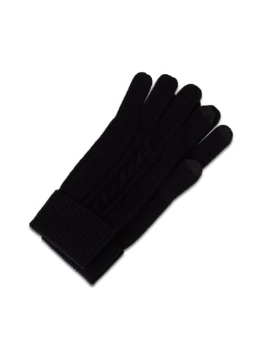 CASH-MERE.CH Bio Handschuhe mit Zopfmuster in Schwarz
