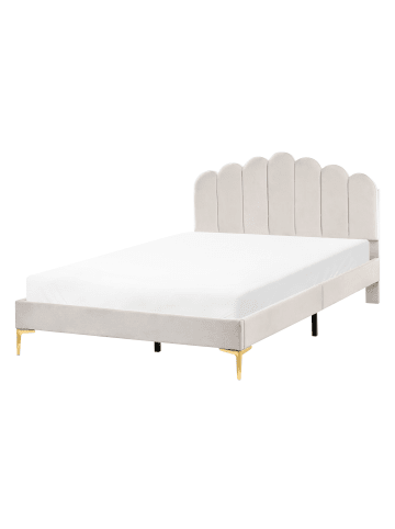 Beliani Doppelbett SAUVIAN in Weiß/Gold - (W) 145 x (H) 98 x (L) 207 cm