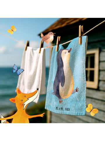 Mr. & Mrs. Panda Handtuch Gäste-WC Pinguin mHerzieren ohne Spruch in Eisblau