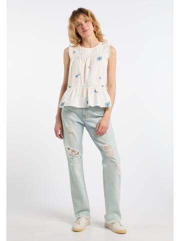 DreiMaster Damen Top in Wollweiss Blau