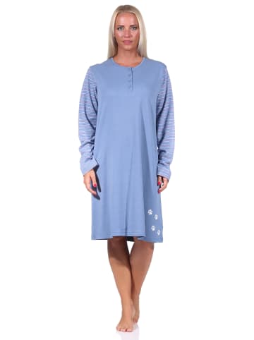 NORMANN Nachthemd langarm Kuschel interlock - 69917 in blau