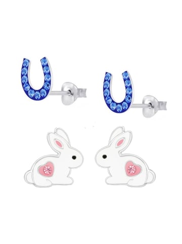 schmuck23 Ohrstecker Set Hase und Hufeisen b925 Silber