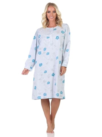 NORMANN Langarm Nachthemd klassische Design Knopfleiste am Hals - 88984 in blau