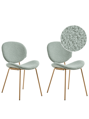 Beliani 2er-Set Esszimmerstuhl LUANA in Grün/Braun