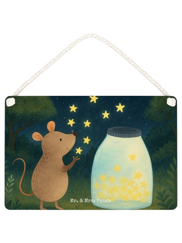 Mr. & Mrs. Panda Holzschild Maus Sterne Design ohne Spruch in Weiß