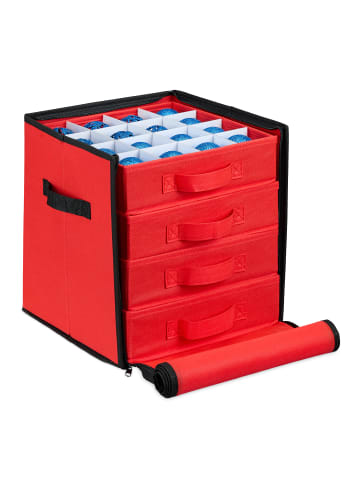 relaxdays Weihnachtskugel-Aufbewahrungsbox in Rot/ Schwarz - (B)31 x (H)30,5 x (T)30,5 cm