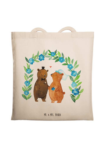 Mr. & Mrs. Panda Shopping Tasche Bären Hochzeit ohne Spruch in Creme